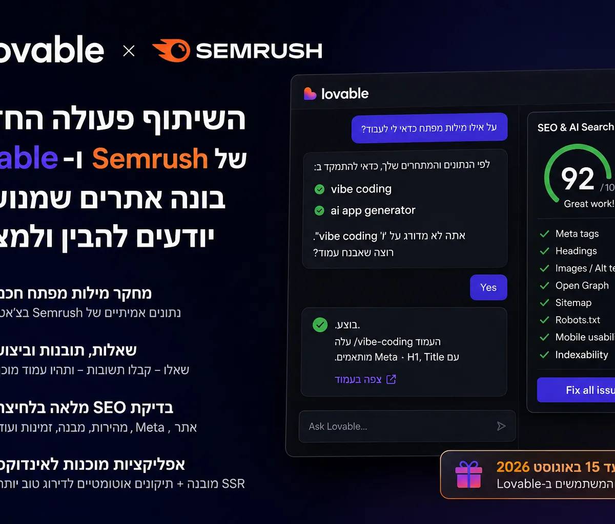 Lovable x SEMrush - פרקטיקה