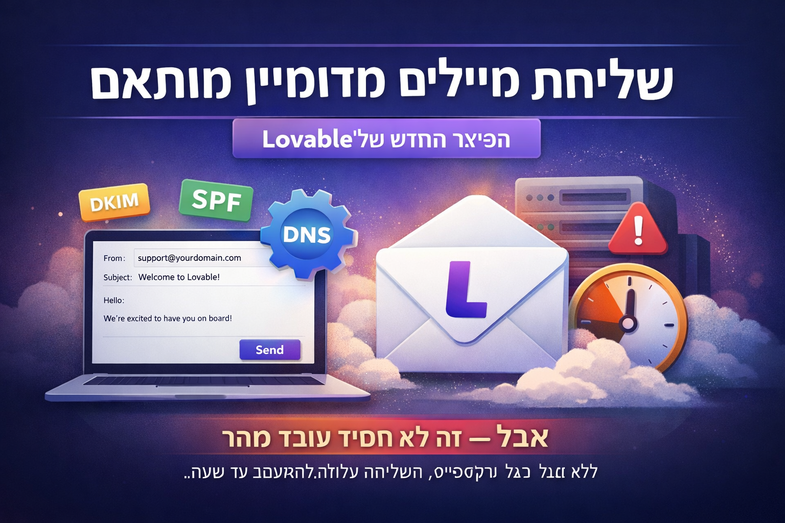 פיצ’ר חדש ב־Lovable – שליחת מיילים מדומיין מותאם